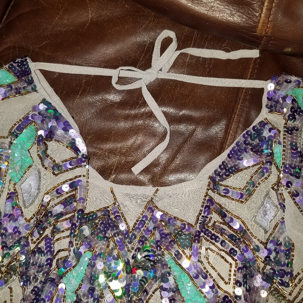 Nude & Iridescent Sequined - •ASOS• | Beaded Dress - Picture 7 of 8